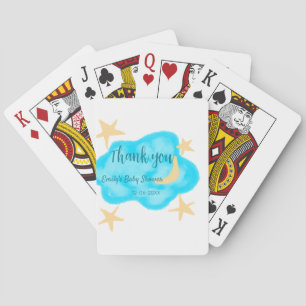 Moon star clouds watercolor baby shower add name t playing cards