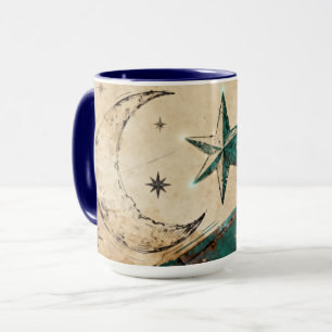 Moon & Star Digital Artifact   Future Medieval Mug