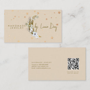 Moon Star Handmade Jewellery Artist Faux Gold  B Business Card