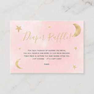 Moon star pink typography diaper raffle enclosure card