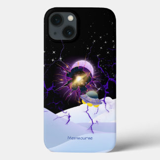 Moon Star Snown Landscape Alien Spaceship Modern iPhone 13 Case