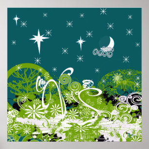 Moon Star Splat Poster