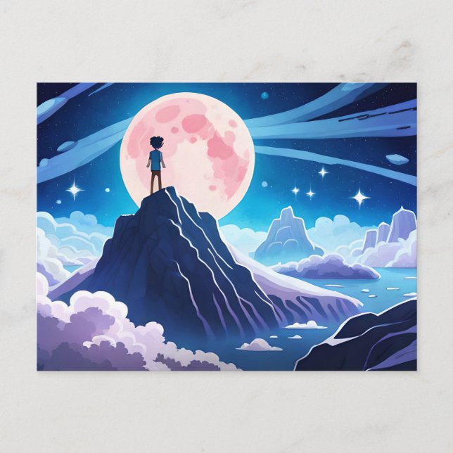 Moon, Stars, and Galaxy — Life's but a dream Postcard (Front)