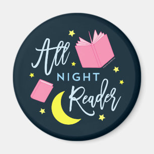 Moon Stars and Pink Books All Night Reader Magnet