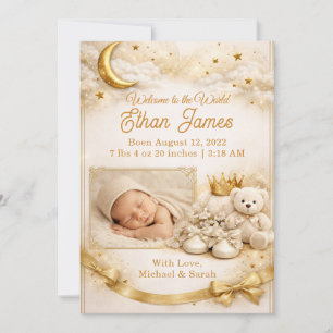 Moon Stars Baby Boy Announcement