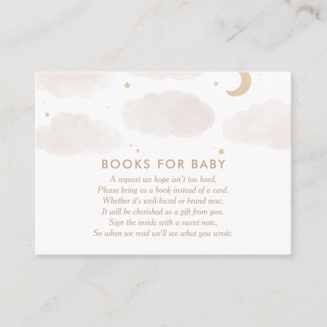 Moon Stars Baby Shower Books For Baby Request Encl Enclosure Card (Front)