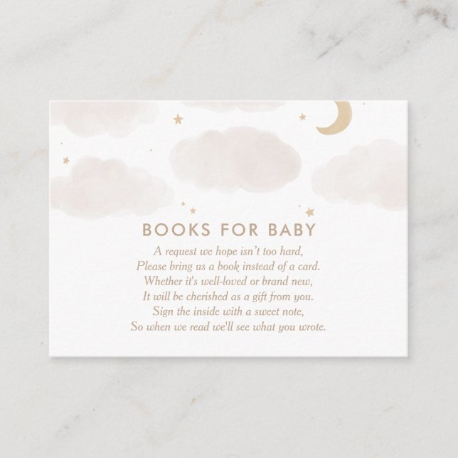 Moon Stars Baby Shower Books For Baby Request Encl Enclosure Card (Front)