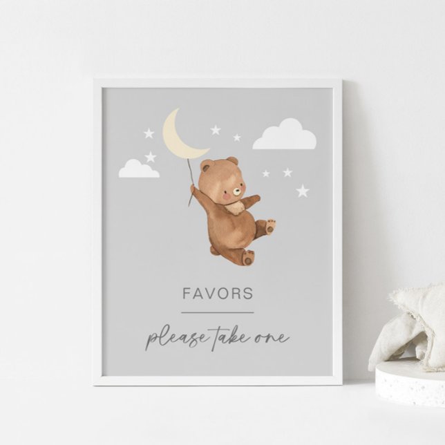 Moon Stars Bear Baby Shower Favors Sign (Creator Uploaded)