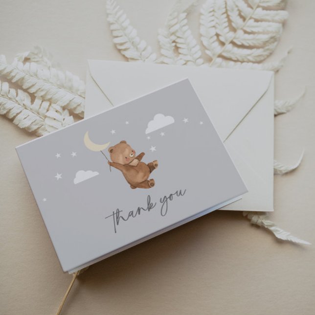 Moon Stars Bear Baby Shower Thank You Card (Creator Uploaded)