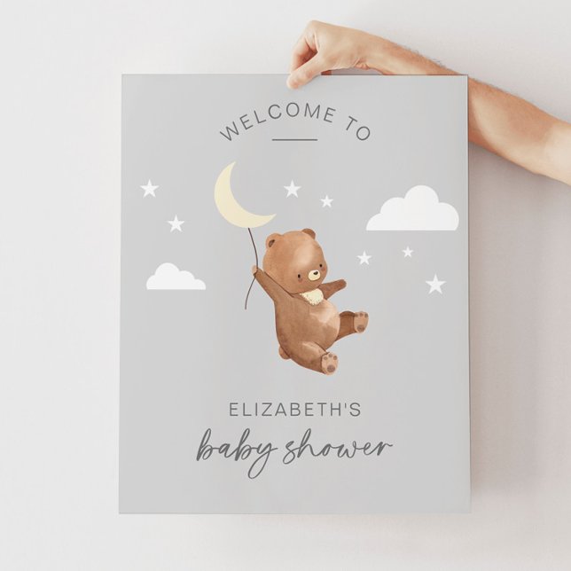 Moon Stars Bear Baby Shower Welcome Poster (Creator Uploaded)