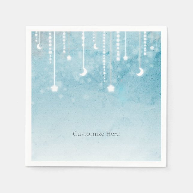 Moon & Stars Celestial Baby Shower Party Napkin (Front)