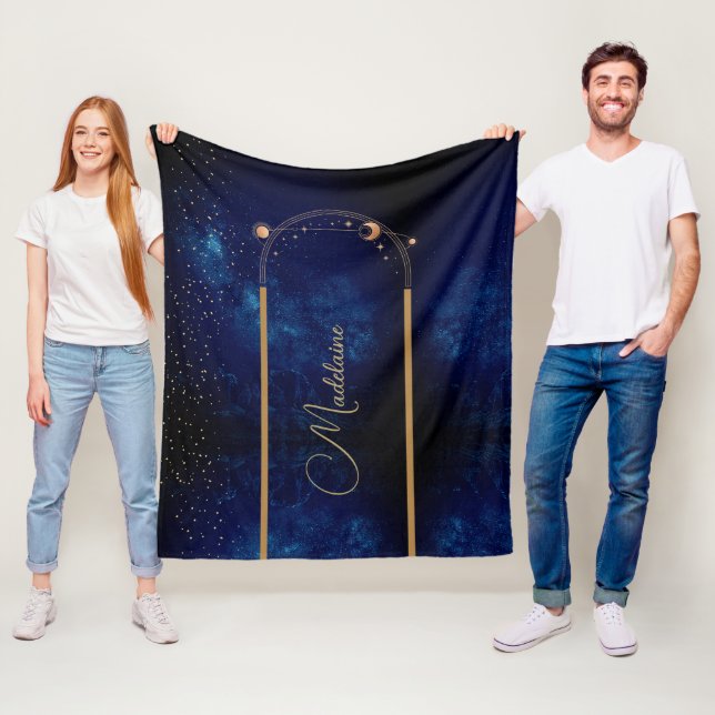 Moon Stars Celestial Sky Evening Fleece Blanket (In Situ)