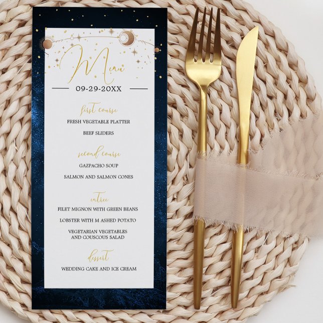 Moon Stars Celestial Sky Modern Elegant Wedding  Program (Creator Uploaded)