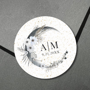 Moon Stars Celestial Wedding Classic Round Sticker