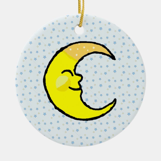 Moon & Stars Ceramic Ornament (Front)