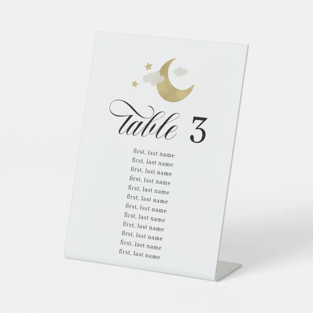 Moon Stars Cloud Table Number Baby Shower Sign (Front)