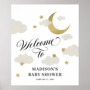 Moon Stars Clouds Fancy Script Shower Welcome Sign