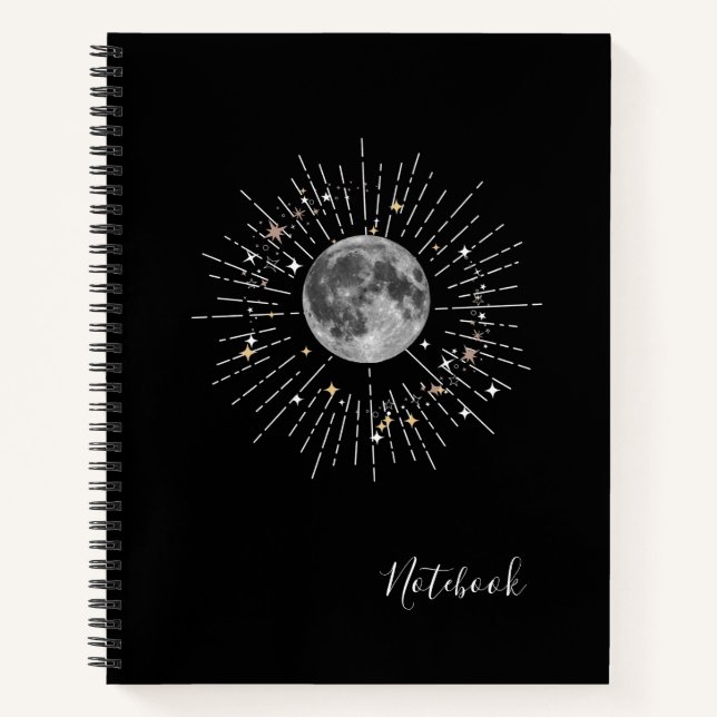 “Moon & Stars Cosmic Abstract Notebook (Front)