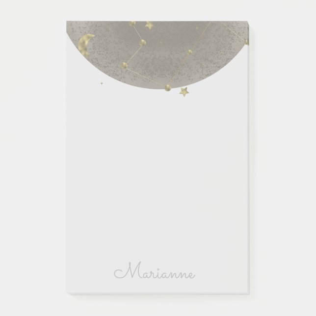  Moon Stars Faux Gold  Post-it Notes (Front)