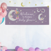 Moon Stars Flowers Lavender Baby Shower Welcome