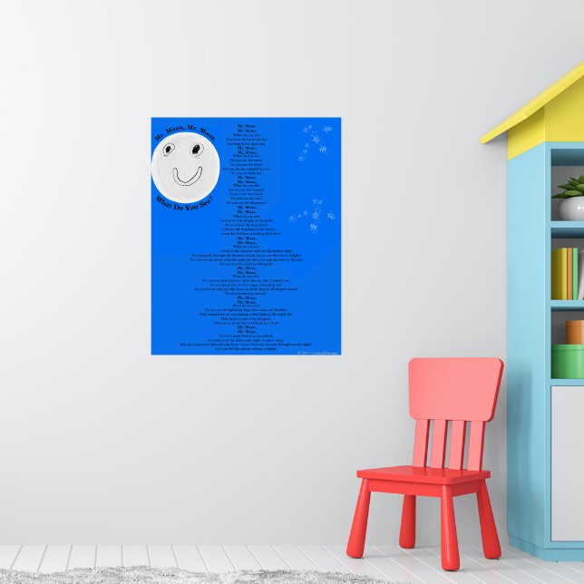Moon Stars Fun Children's Poem Large Poster (Nursery 1)