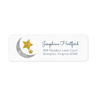 Moon & Stars Glitter Celestial Return Address Label