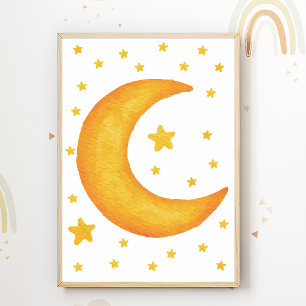 Moon Stars Kids Room Decor Nursery Poster