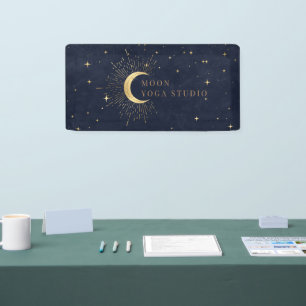 Moon Stars Midnight Blue Banner