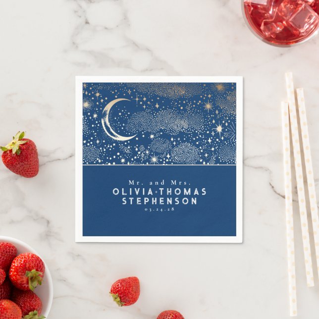 Moon Stars Night Sky Mystical Romantic Napkin (Insitu)