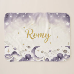 Moon Stars Nursery Blanket Custom Name Romy