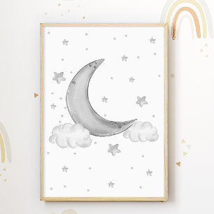 Moon Stars Nursery Poster Kids Room Print