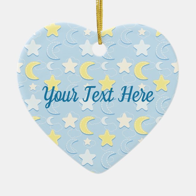Moon & Stars Pattern Ceramic Ornament (Front)
