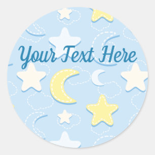 Moon & Stars Pattern Classic Round Sticker