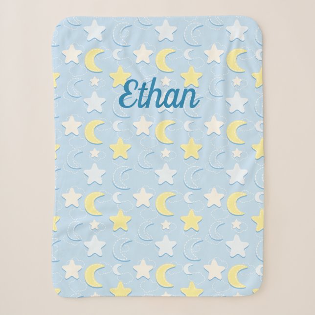 Moon & Stars Pattern Sherpa Blanket (Front)