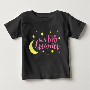 Moon & Stars Pink Little Big Dreamer Baby T-Shirt