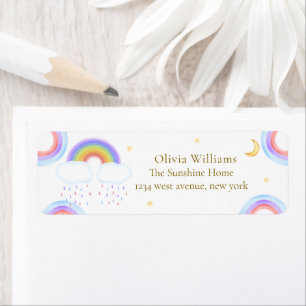 Moon Stars Rainbow Baby Shower Return Address Label