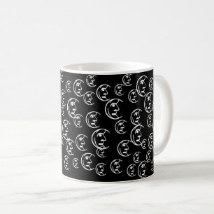 Moon, Stars, sky black white pattern Coffee Mug