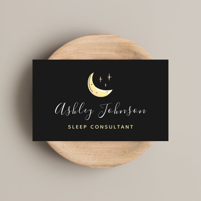 Moon & Stars Sleep Consultant Simple Elegant Night Business Card (Creator Uploaded)
