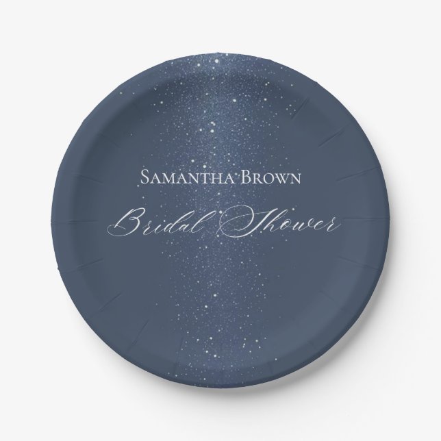 Moon Stars & String Lights Bridal Shower Paper Plate (Front)