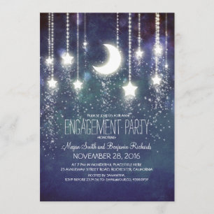 Moon Stars & String Lights Engagement Party Invitation