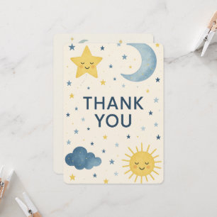 Moon, Stars & Sun Celestial Baby Shower Thank You Invitation