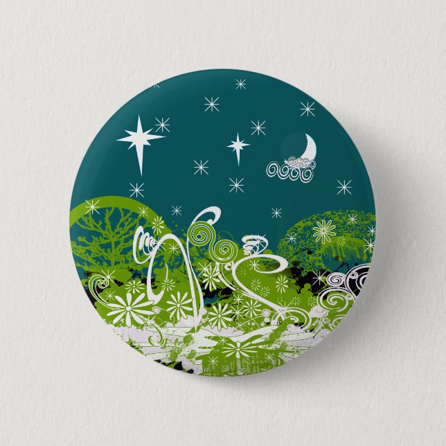 Moon Stars Swirl Paint Splat 6 Cm Round Badge (Front)