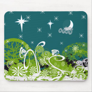 Moon Stars Swirl Paint Splat Mouse Pad