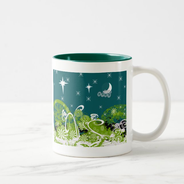 Moon Stars Swirl Paint Splat Two-Tone Coffee Mug (Right)