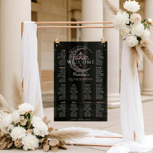 Moon Stars Tiara Black Quinceañera Seating Chart