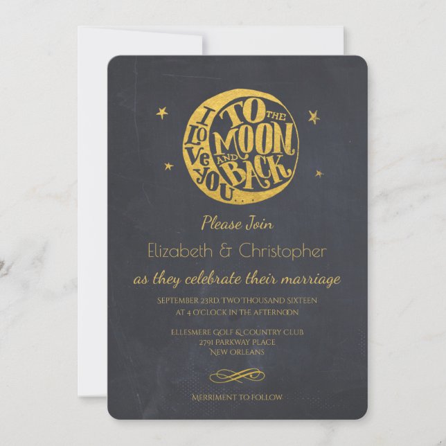 Moon & Stars With Romantic Saying Wedding Invite (Front)