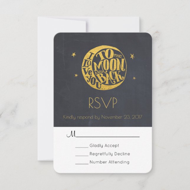 Moon & Stars With Romantic Saying Wedding RSVP Card (Front)