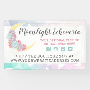 Moon & Succulents Pastel Mystic Boho Floral Cactus Banner