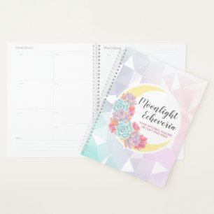 Moon & Succulents Pastel Mystic Boho Floral Cactus Planner