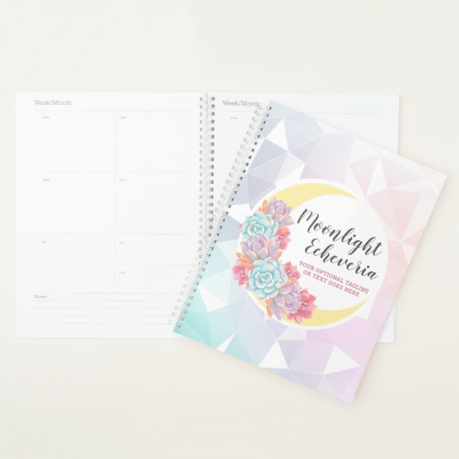 Moon & Succulents Pastel Mystic Boho Floral Cactus Planner (Display)